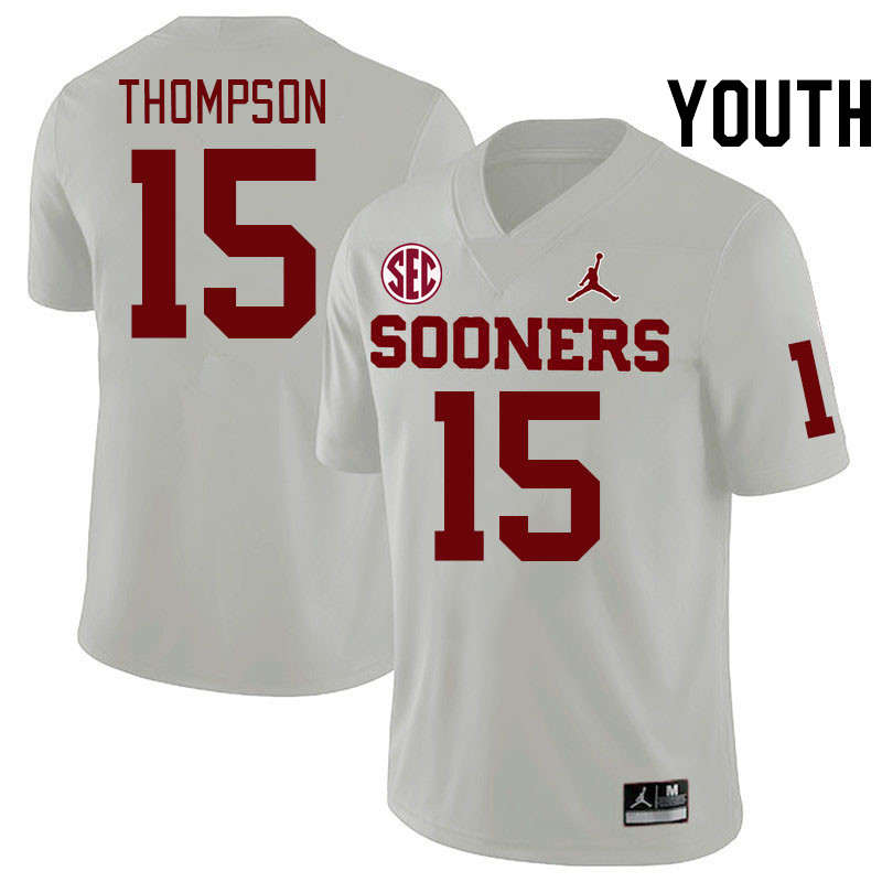 Youth #15 Brenen Thompson Oklahoma Sooners 2024 SEC Conference College Football Jerseys-White